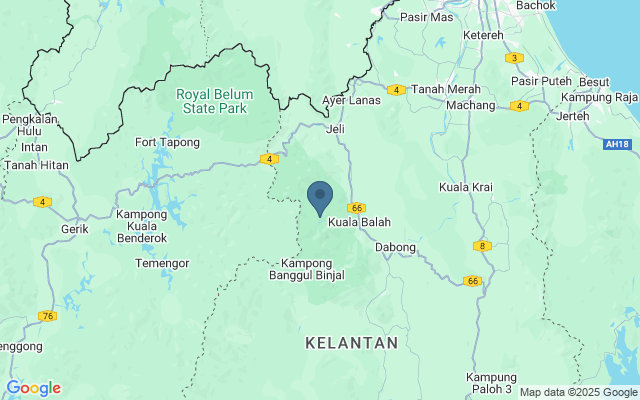 Kaart met locatie Gnunung Stong State Park